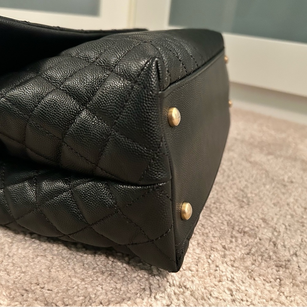 CHANEL CAVIAR MEDIUM COCO TOP HANDLE BAG BLACK✨ AUTHENTIC - Picture 13 of 16